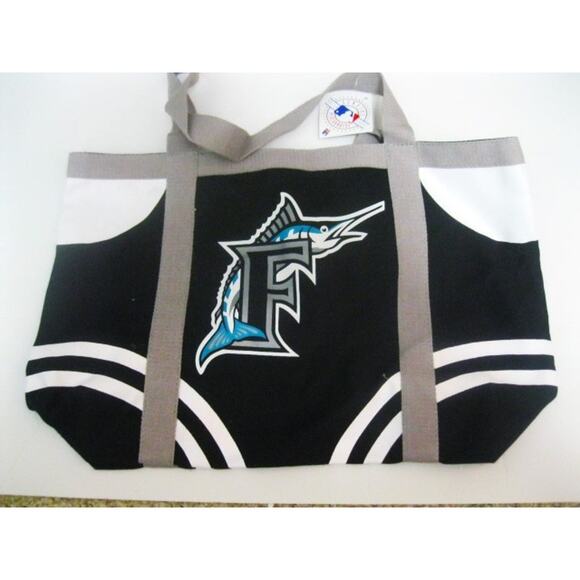 MLB Miami Marlins Style Hand Bag Tote Bag Retro Logo New Florida Black - Picture 1 of 3